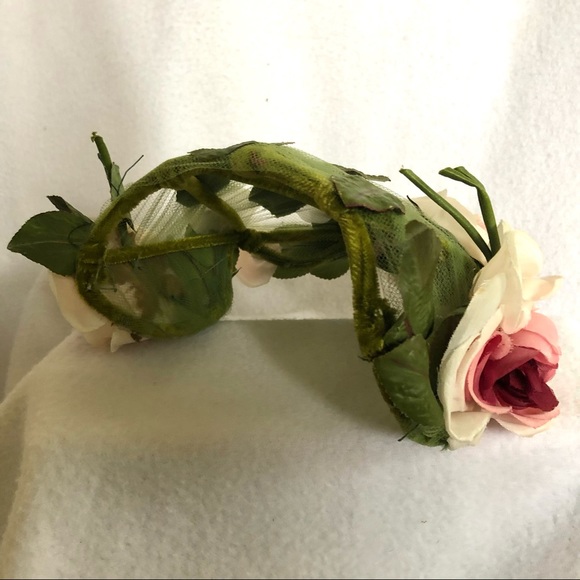 Vintage 1950’s Maison Mendessolle Floral and Net Half Hat - Picture 8 of 14